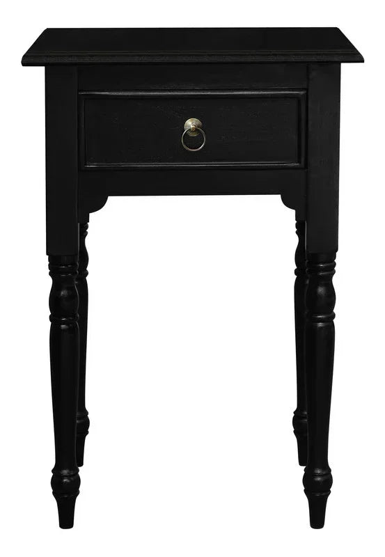 Milly Turn Leg 1 Drawer Side Table  (Black)