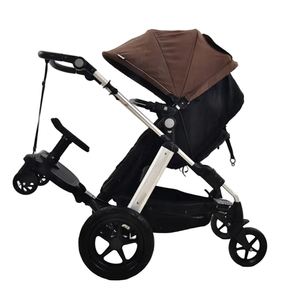 2-in-1 Stroller Board with Seat Universal Kids Glider Board Black Wheels