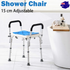 Adjustable Shower Chair Bath Seat Heavy Duty Bathtub Armrests Bench Bathroom
