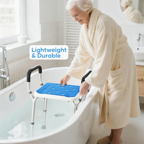 Adjustable Shower Chair Bath Seat Heavy Duty Bathtub Armrests Bench Bathroom