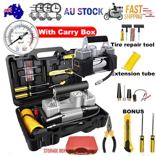 150PSI 12V Car Air Compressor Portable Tyre Deflator Inflator Pump 4WD Car Truck RED CASE