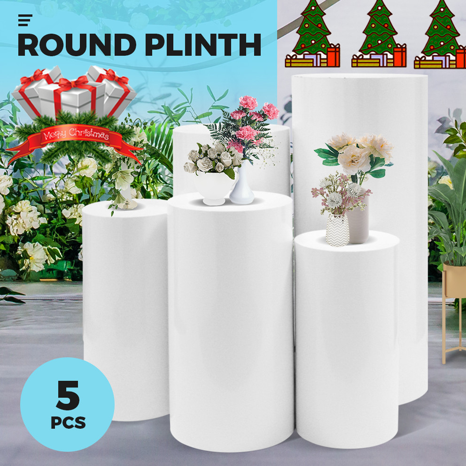 5pcs Metal Round Plinth Cylinder Pedestal Stand Wedding Decoration Cake Flower