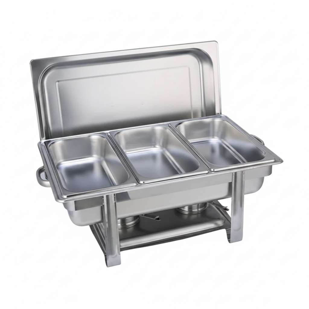 9L Chafing Dish Set Buffet Pan Bain Marie Bow Stainless Steel Food Warmer(3*3L)