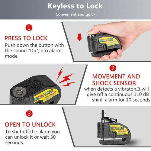 Motorcycle Alarm Disc Lock – Anti‑Theft 110dB Brake Lock, Black