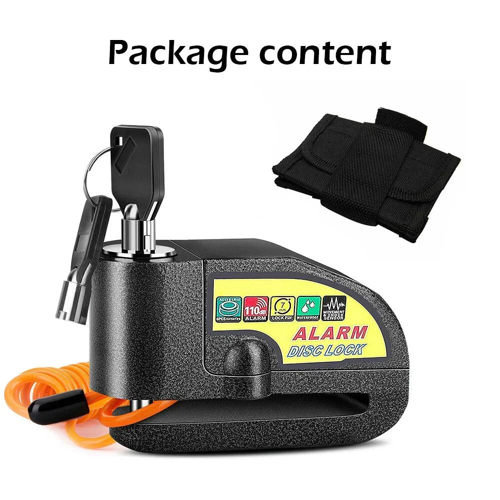 Motorcycle Alarm Disc Lock – Anti‑Theft 110dB Brake Lock, Black