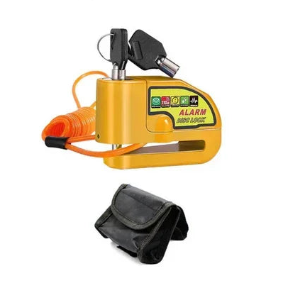 Motorcycle Alarm Disc Lock 110dB Yellow Brake Security Lock with Keys