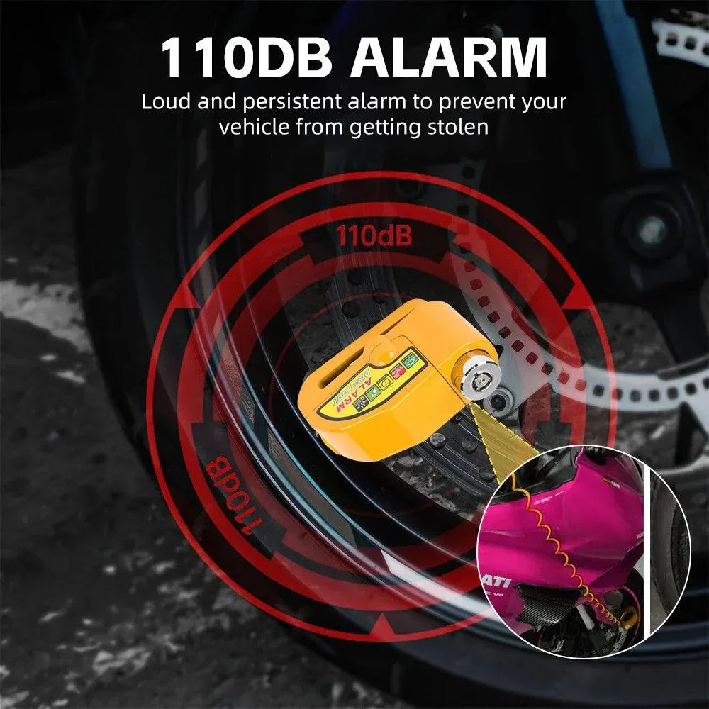 Yellow Motorcycle Alarm Disc Lock Motor Bike Brake Security Electric  Bicycle Lock AU