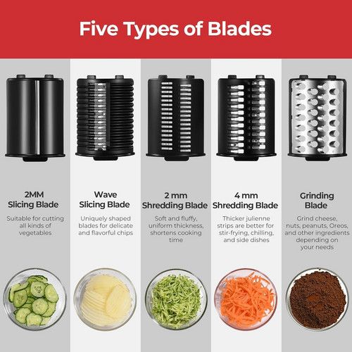 1200W Electric Cheese Grater Salad Maker 5 Stainless Blades Slicer Shredder AU