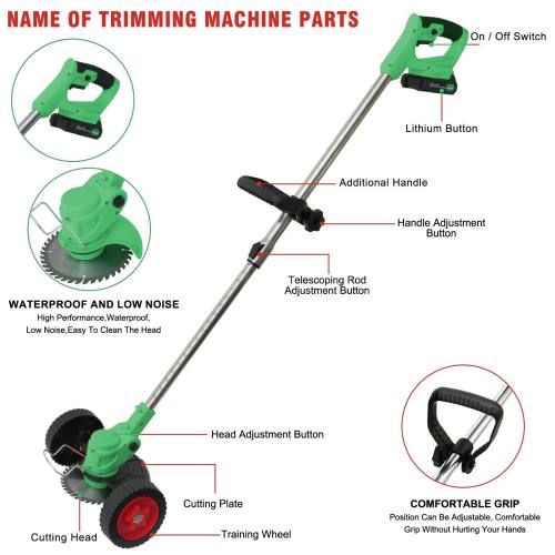 Green Whipper Snipper Mower Cordless Grass Trimmer Lawn Cutter Battery Brushcutter