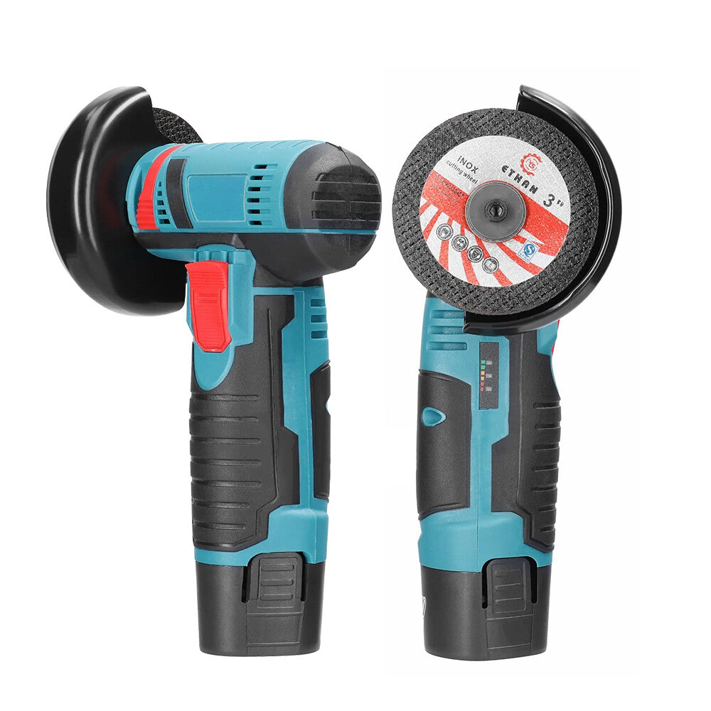 800W Mini Cordless Brushless Angle Grinder Cutting Tool W/ 2x Battery & Charger