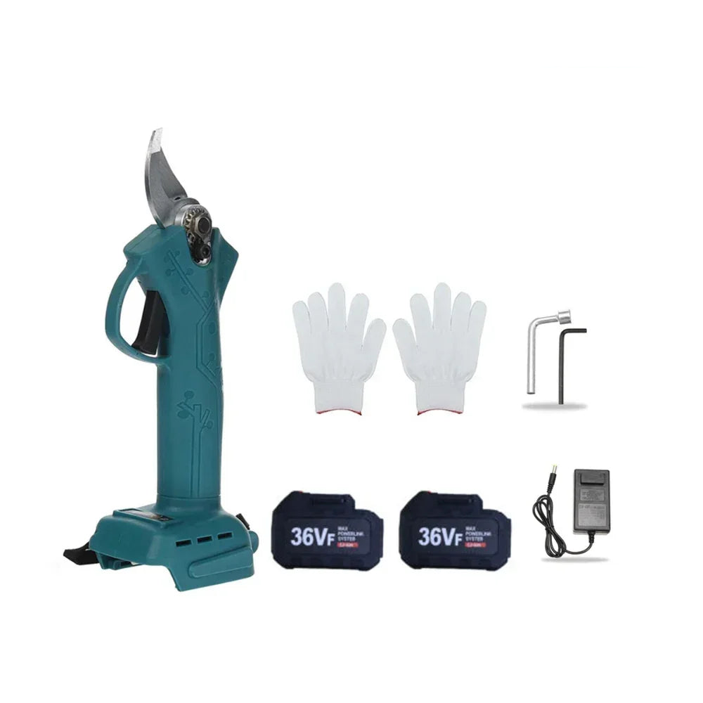 Cordless Electric Pruning Shears Secateur Rechargeable Branch Cutter W/ 2 Battery