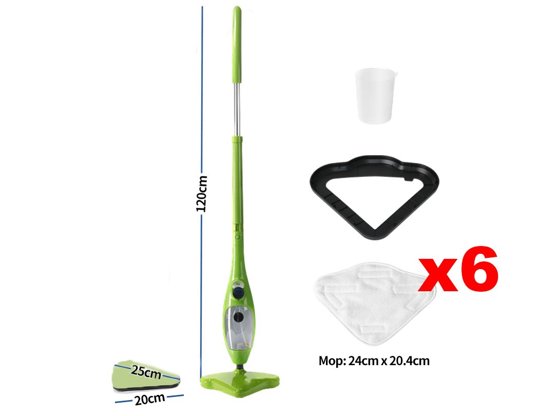 Handheld Steam Mop, 1300W, 90-Degree Tilt Head, 300ml Tank, IPX4, Green