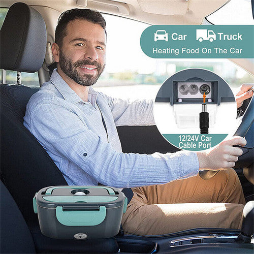 2 in1 Home Car Electric Lunch Box Stainless Steel Food Heating Bento Box AU Plug