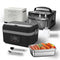 Portable 1L Cordless Electric Heated Lunch Box 16000mAh 60W 304 Stainless Steel Black& Gray