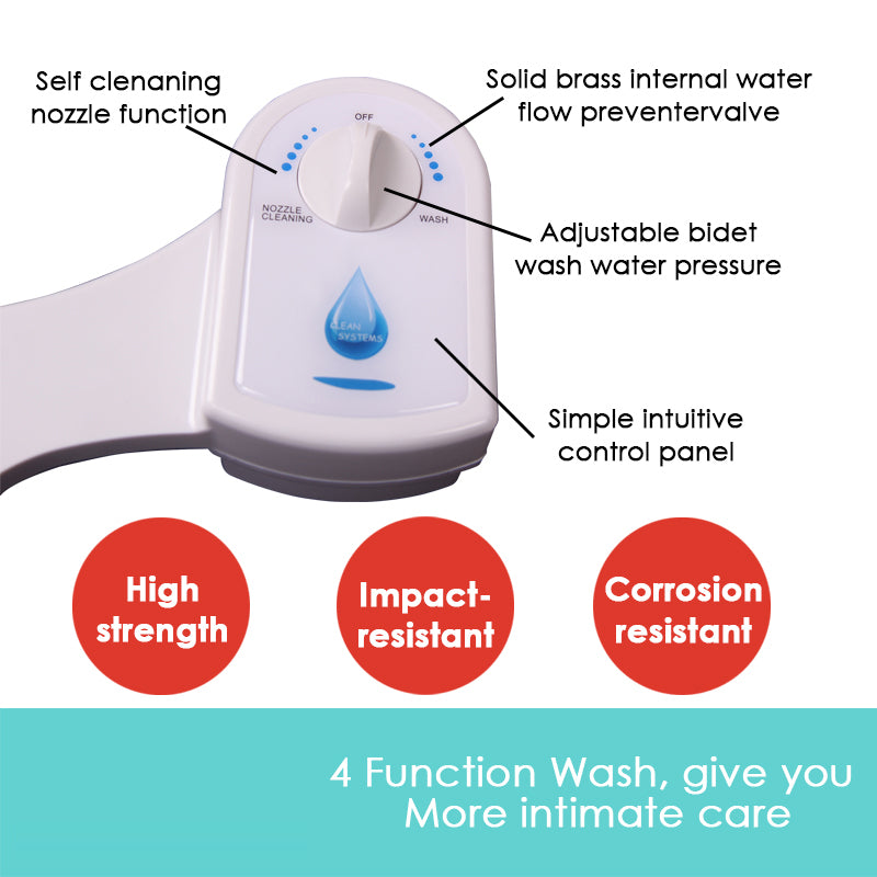 Toilet Bidet Seat Hygiene Water Wash Clean Unisex Easy Attachment Dual Nozzles