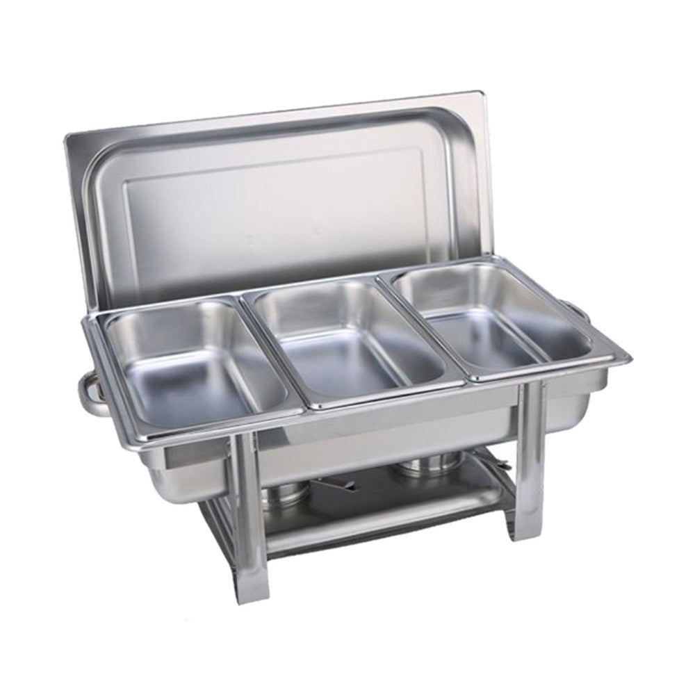 9L Chafing Dish Set Buffet Pan Bain Marie Bow Stainless Steel Food Warmer 3x3L