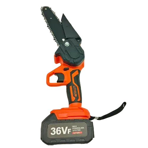 6in Cordless Mini Chainsaw 2x 18V Batteries Rechargeable Wood Cutter Orange
