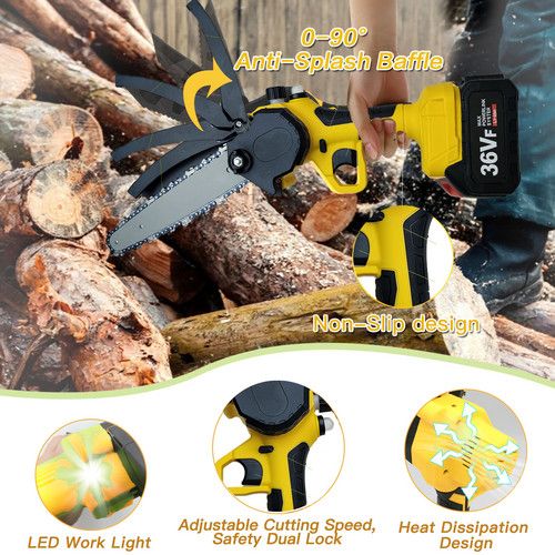 NEW 36V 8" Mini Cordless Electric Chainsaw 2XBattery  Wood Cutter Rechargeable