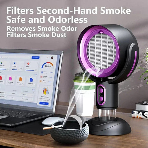 Portable Smoke Away Purifier Fan Smoke Fan for Indoor Cook Smoking with Filter Purple