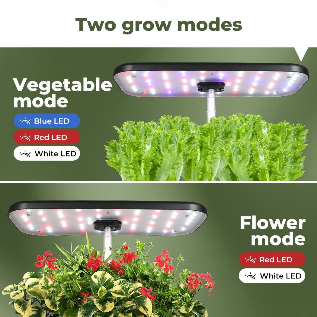 Hydroponics Growing System 12 Pod Indoor Herb Garden Kit LED Grow Light 4L Black