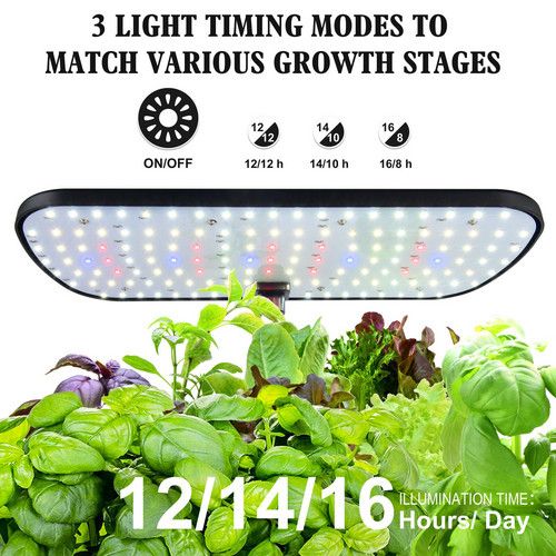 Hydroponics Growing System 12 Pod Indoor Herb Garden Kit LED Grow Light 4L Black