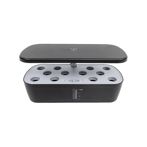 Hydroponics Growing System 12 Pod Indoor Herb Garden Kit LED Grow Light 4L Black
