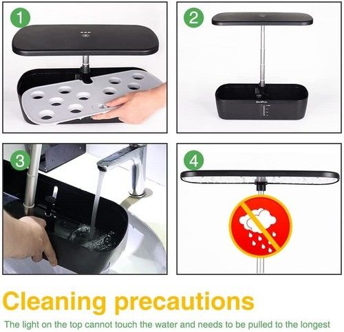 Hydroponics Growing System 12 Pod Indoor Herb Garden Kit LED Grow Light 4L Black