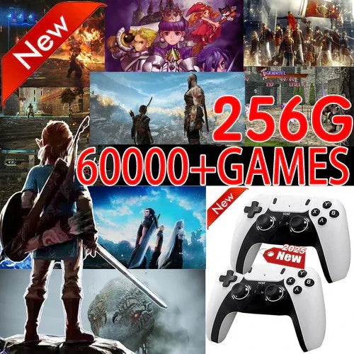 Retro Game Stick 4K – 60000+ Games, 2 Wireless Controllers, 256GB