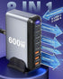 600W GaN³ 8 Ports Fast Charging Station USB&Type-C for iPhone, Laptops, MacBook
