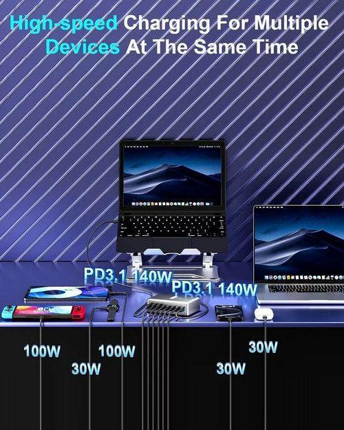 600W GaN³ 8 Ports Fast Charging Station USB&Type-C for iPhone, Laptops, MacBook