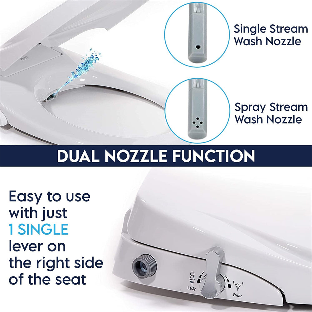 Non Electric Bidet Toilet Seat D Cover Bathroom Dual Nozzle Spray Water Wash