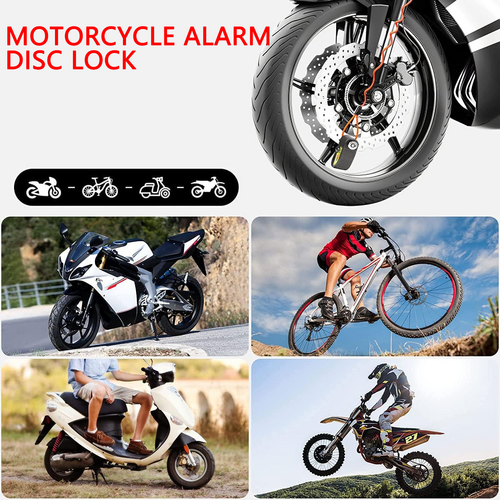 Motorcycle Alarm Disc Lock 110dB Brake Security Lock with Keys Red