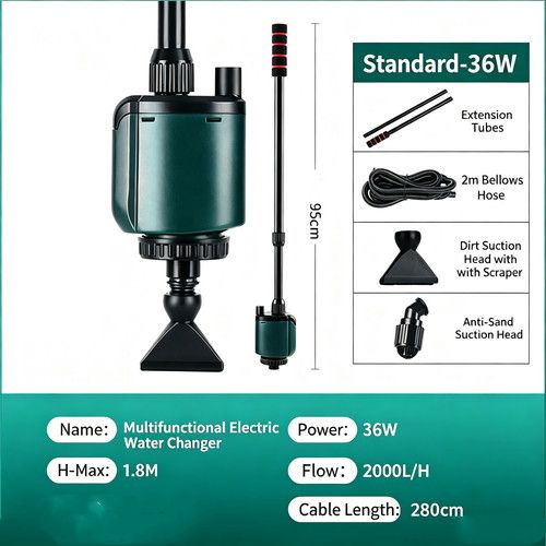 NEW 2000L/H 36W Aquarium Tool Electric Fish Tank Pump Water Changer Sand Washer AU