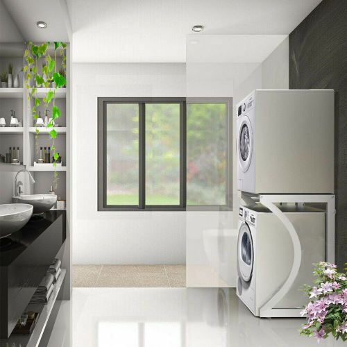 Heavy Duty Dryer Stand Rack Steel Washer Dryer Mini Fridge Stand White