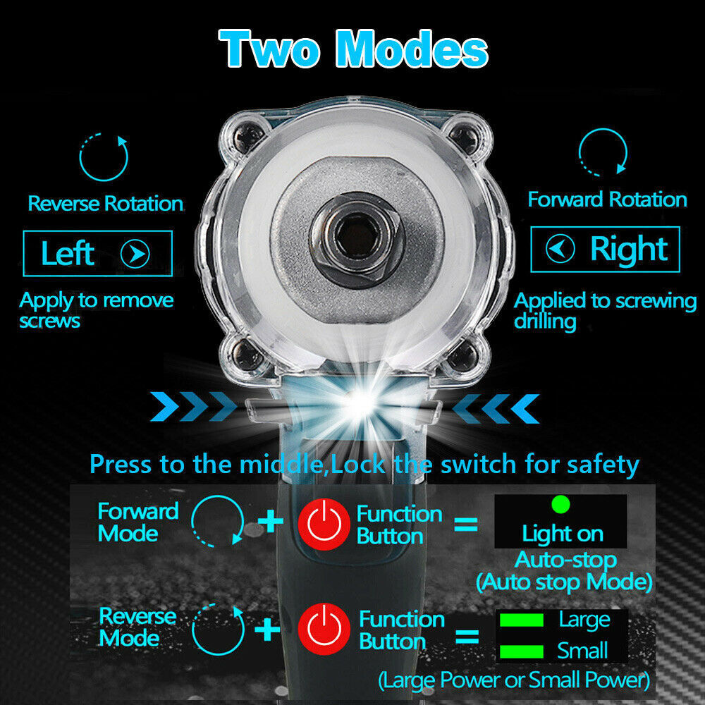 Cordless Electric Impact Wrench Brushless Rattle Gun 1/2