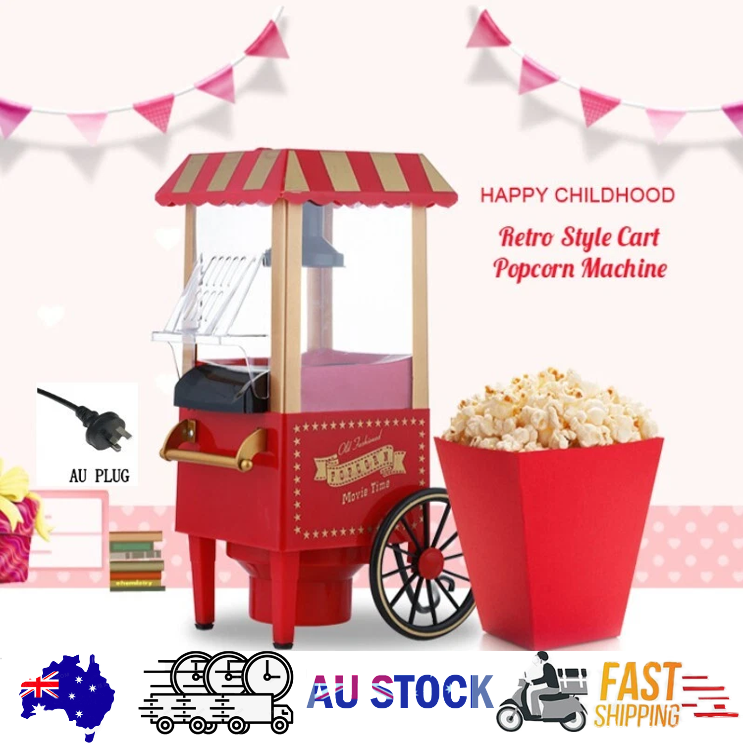 Electric Home Popcorn Machine Classic Car Corn Popper Maker For Kid Gift