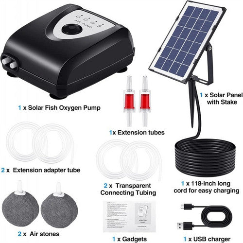 Solar Pond Pump Air Pump Solar Powered Pool Fish Tank Oxygenator Oxygen Aerator