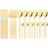 24pc Elegant Stainless Steel Gold Flatware Set Classic Knife Fork Spoon Gift Set