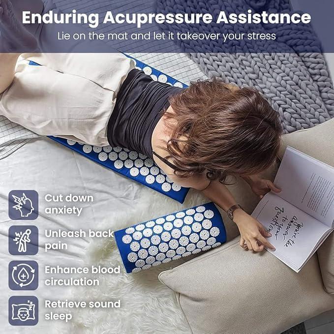 Blue Massage Acupressure Mat Yoga Sit Lying Mats Pain Stress Soreness Relax AU NEW