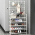 Shoe Rack Storage Cabinet Coat Hat Stand Metal Shelves 12 Pairs White 60CM