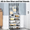 Shoe Rack Storage Cabinet Coat Hat Stand Metal Shelves 12 Pairs Black 60CM