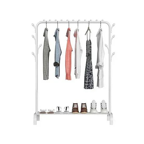 White Heavy Duty Clothes Rail Rack Hanging Garment Display Stand Shoe Storage Shelf