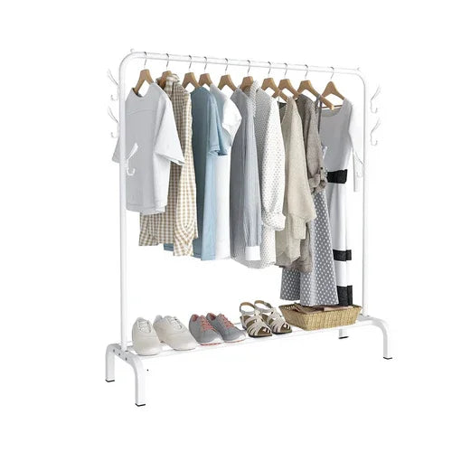 White Heavy Duty Clothes Rail Rack Hanging Garment Display Stand Shoe Storage Shelf