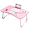 PINK Laptop Stand Table Foldable Desk Computer Study Bed Adjustable Cup Slot Tray