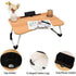 Wood Laptop Stand Table Foldable Desk Computer Study Bed Adjustable Cup Slot Tray