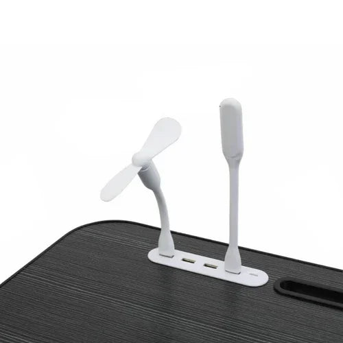 Black Laptop Stand Table Foldable Desk Computer Study Bed Adjustable Cup Slot Tray/linght and Fan