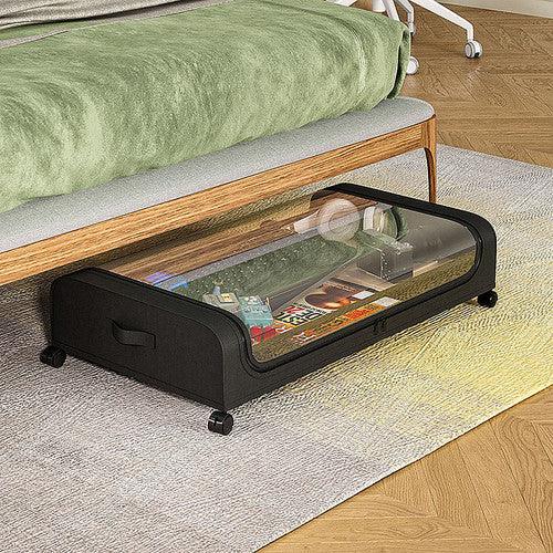 Black Under-Bed Storage Rack with Wheels Sturdy Easy to Move for Bedroom AU