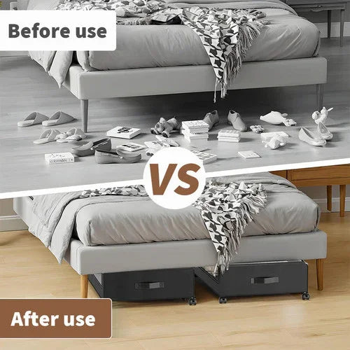 Gray Under-Bed Storage Rack with Wheels Sturdy Easy to Move for Bedroom AU