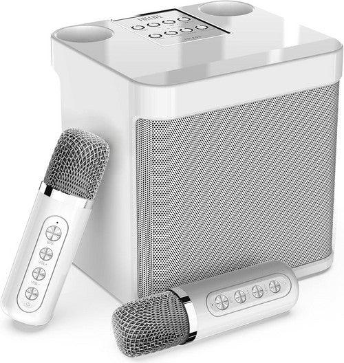 Sliver Karaoke Machine with 2 Wireless Microphones Bluetooth-Compatible 5.0 for Parties