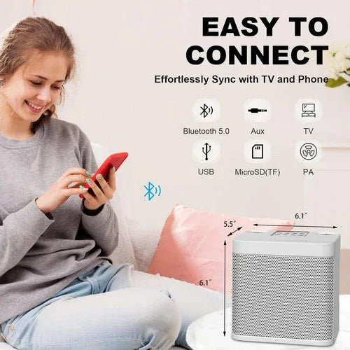 Sliver Karaoke Machine with 2 Wireless Microphones Bluetooth-Compatible 5.0 for Parties